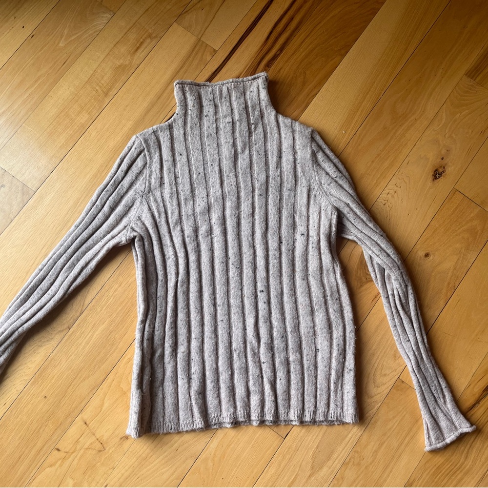 Madewell Light Warmish Pink/Purple/Khaki Ribbed Turtleneck Sweater